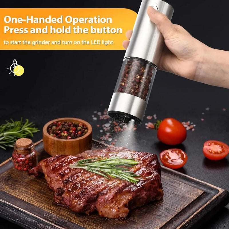 electric salt and pepper grinder set, view 2 - MRSLM