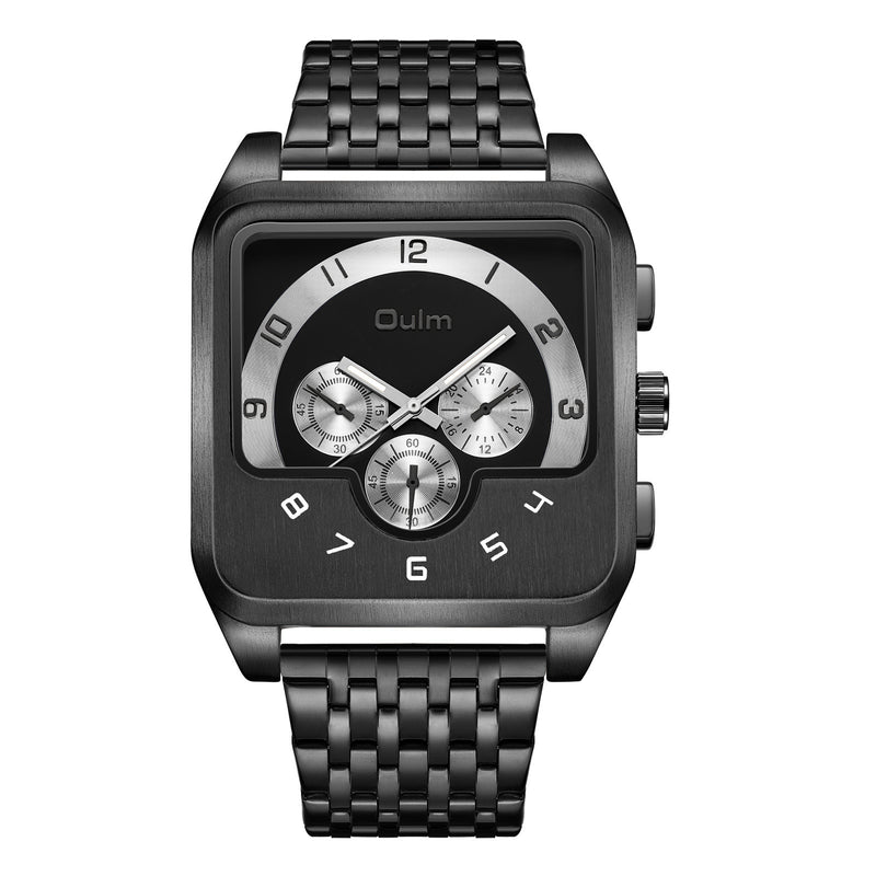 gold men's square quartz watch, view 6 - MRSLM