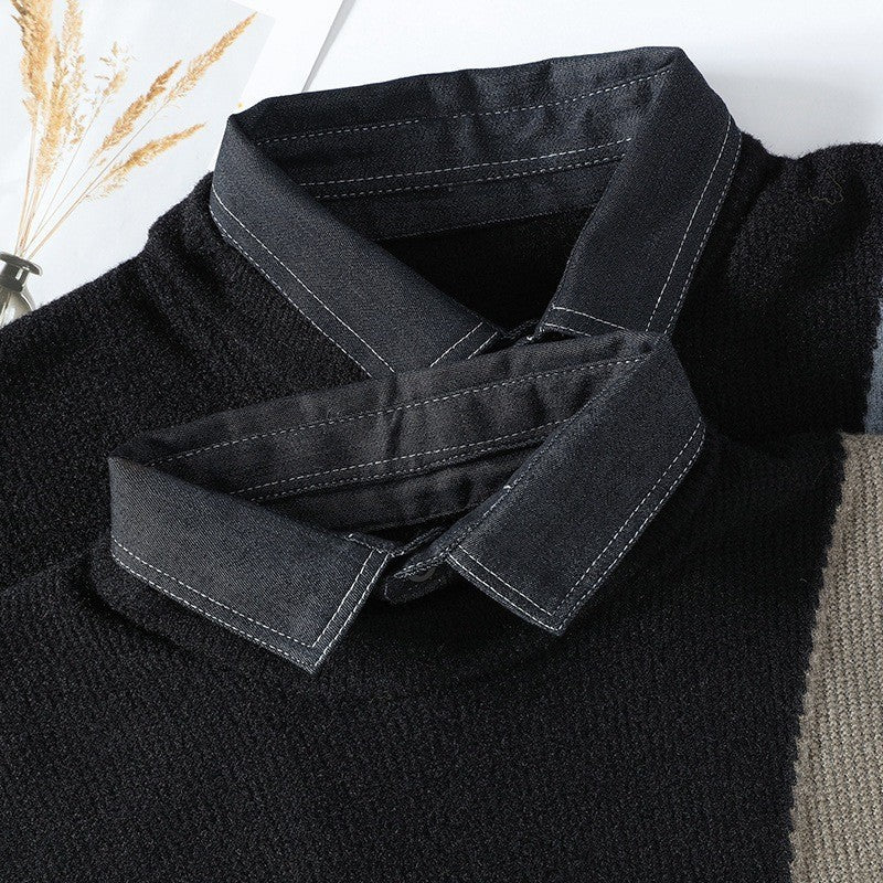 Men's two-piece look knit sweater, view 4 - MRSLM