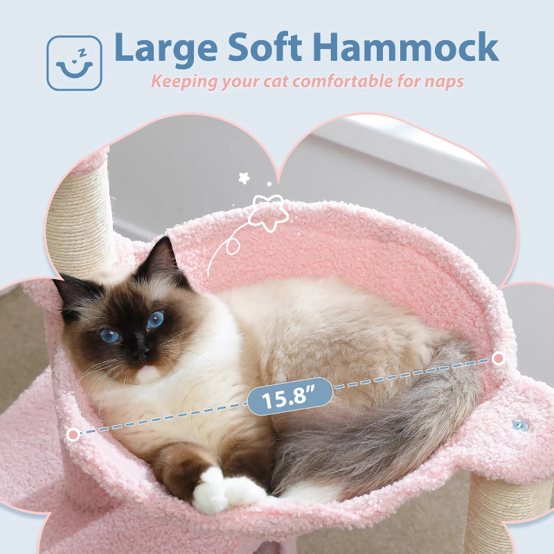 flower cat tree with large hammock, view 7 - MRSLM