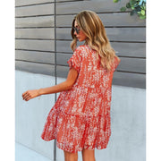 V-neck ruffled A-line dress, view 30 - MRSLM