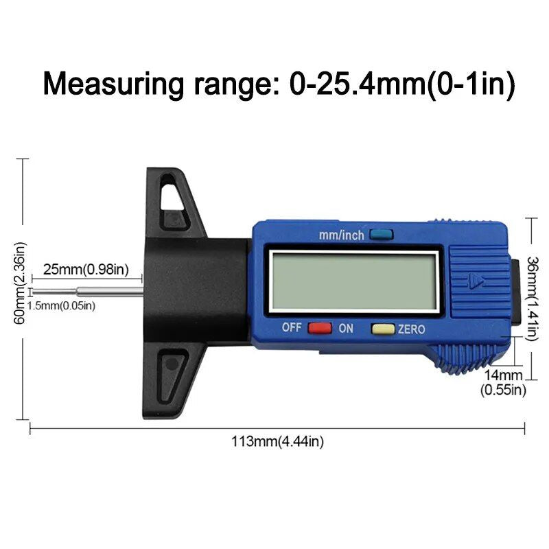 Essential Digital Tire Tread Depth Gauge - Precision Auto Tire Monitoring Tool