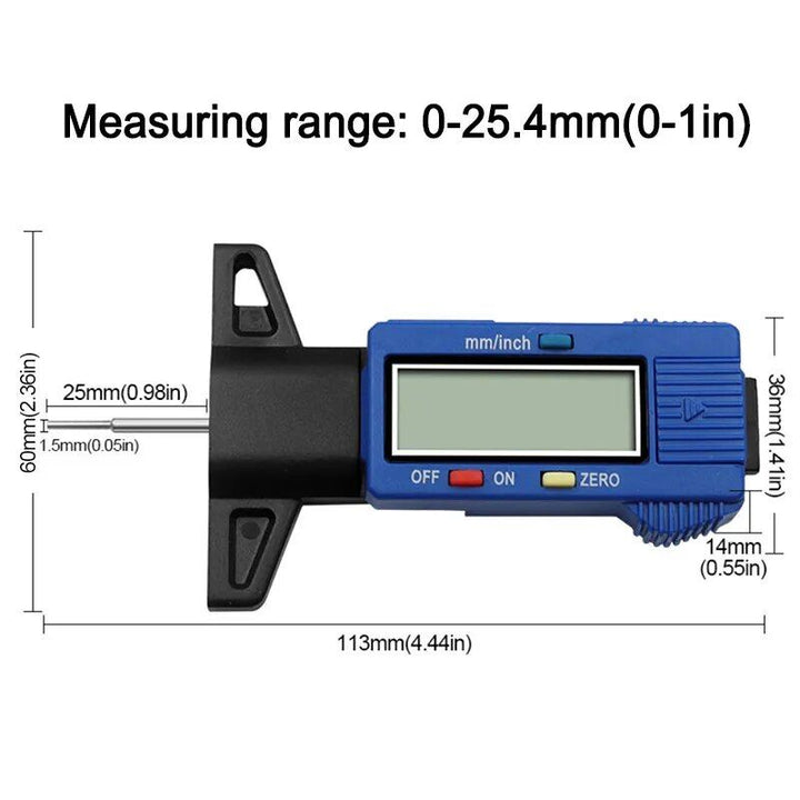 Essential Digital Tire Tread Depth Gauge - Precision Auto Tire Monitoring Tool