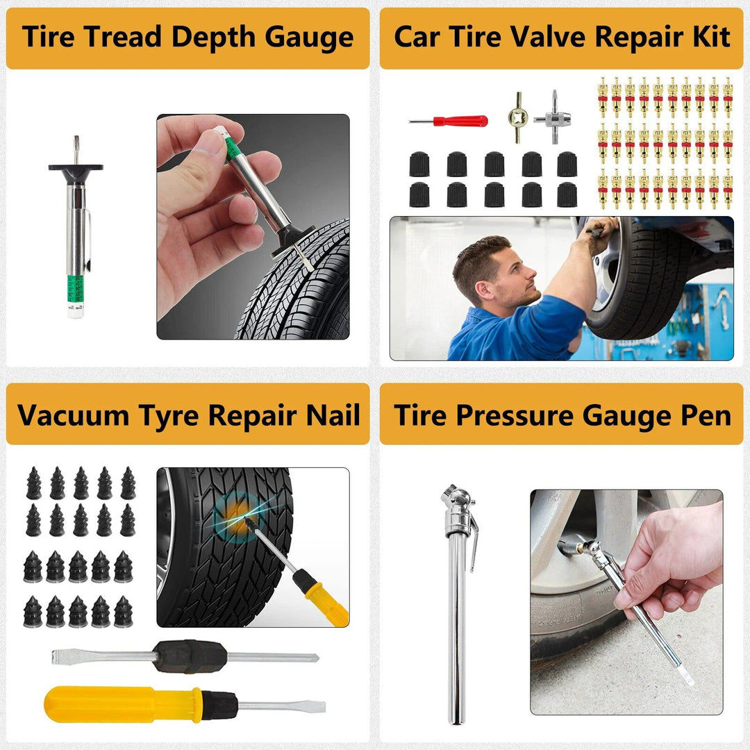 Complete Car Tire Repair & Emergency Tool Set