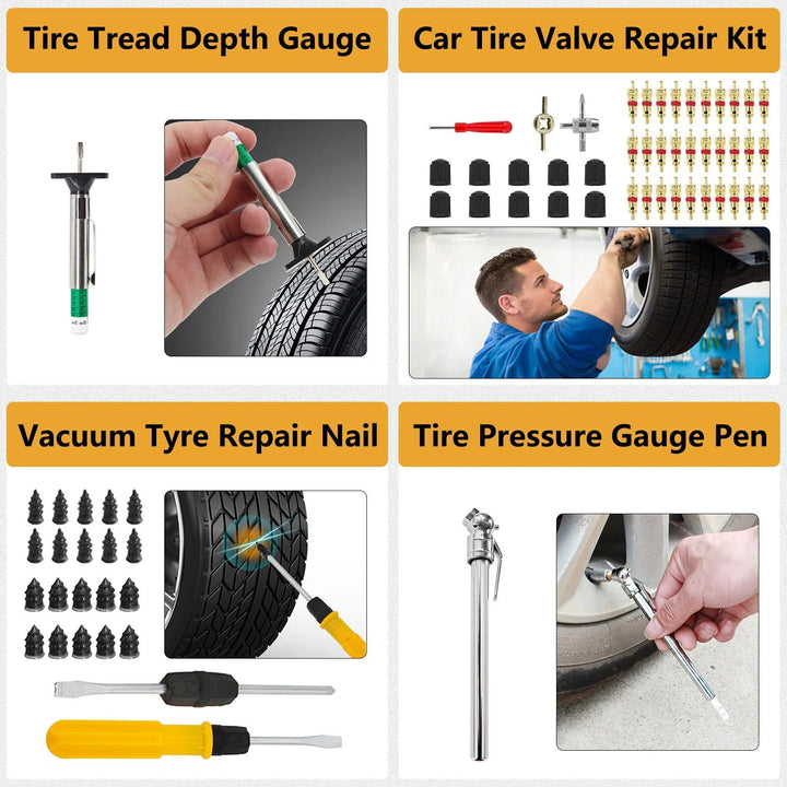 Complete Car Tire Repair & Emergency Tool Set