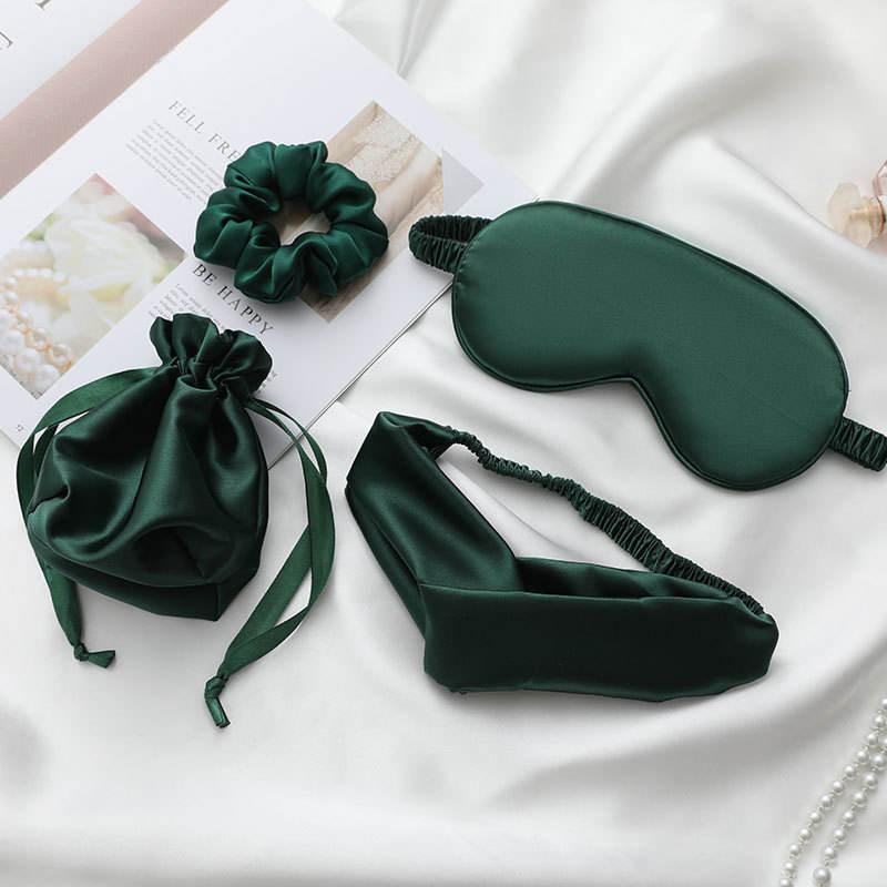 Conjunto de máscara de seda para os olhos e corda de cabelo
