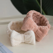 coral fleece bow headband, view 6 - MRSLM