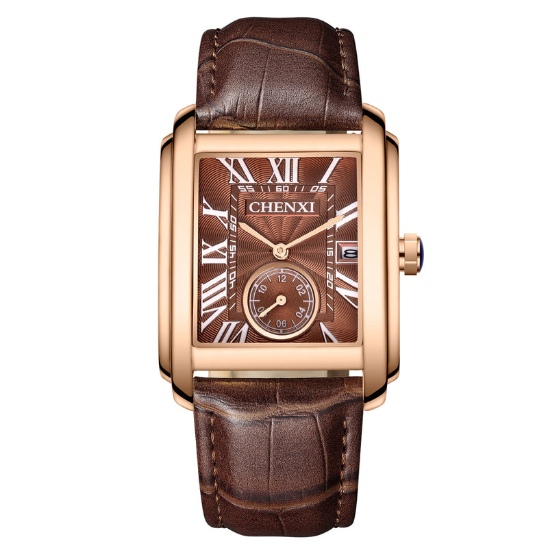 men's square quartz strap watch, view 6 - MRSLM