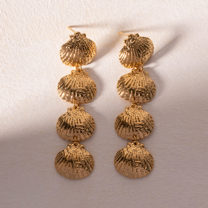 gold plated shell earrings, view 11 - MRSLM