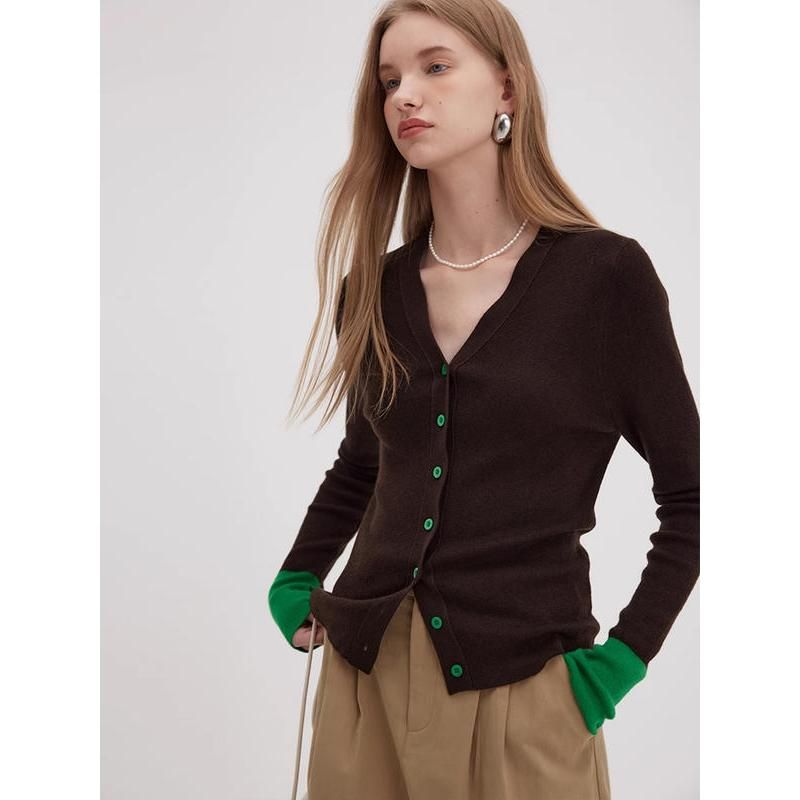 Damen-Cardigan aus Wollmischung mit V-Ausschnitt