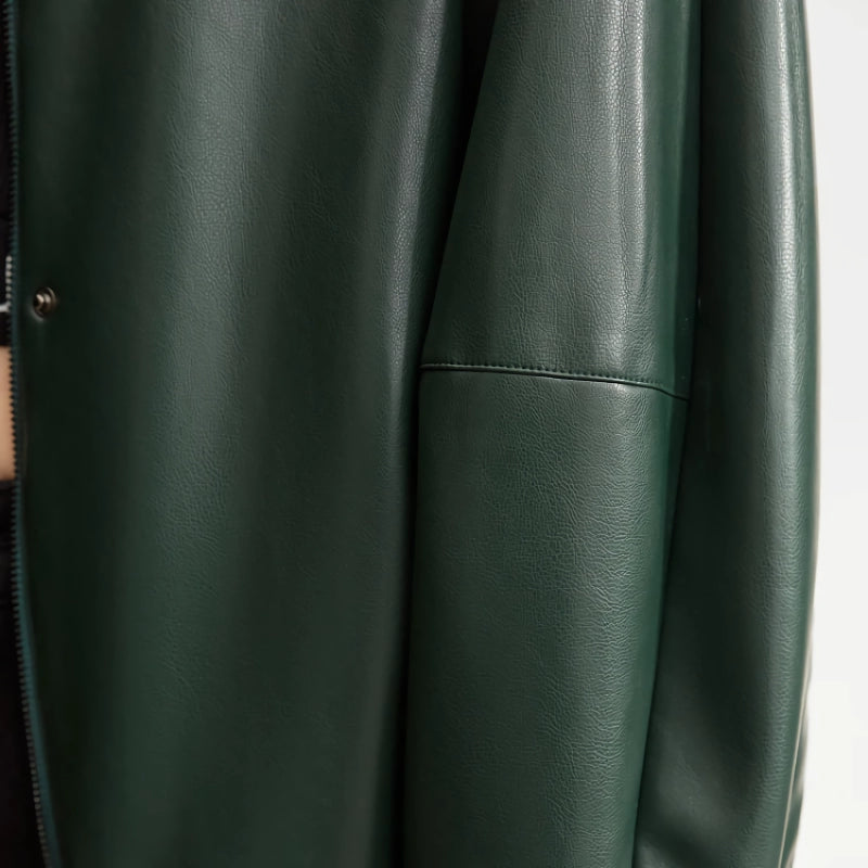 Sportliche Lederjacke mit Baseballkragen