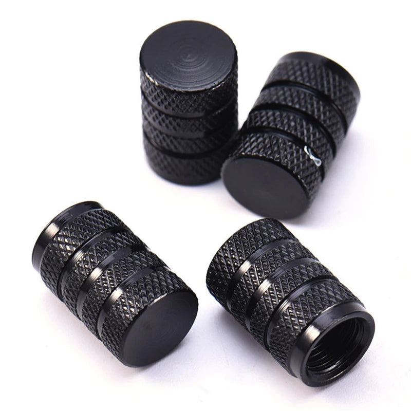 4pcs black aluminum tire valve stem caps, view 2 - MRSLM