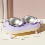 stainless steel double bowl pet feeder, view 3 - MRSLM