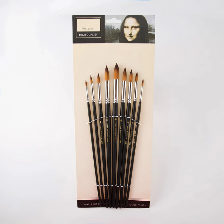Professionelle Aquarellpinsel – 9-teiliges Rundpinselset für Aquarell-, Acryl- und Ölmalerei