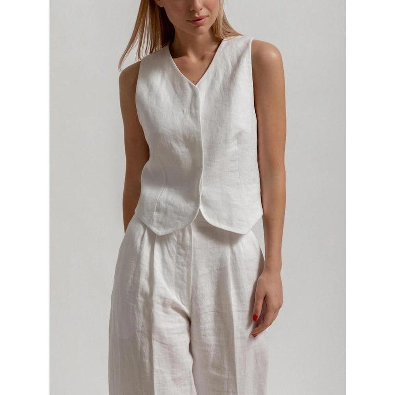 cotton linen summer vest and pants set, view 5 - MRSLM
