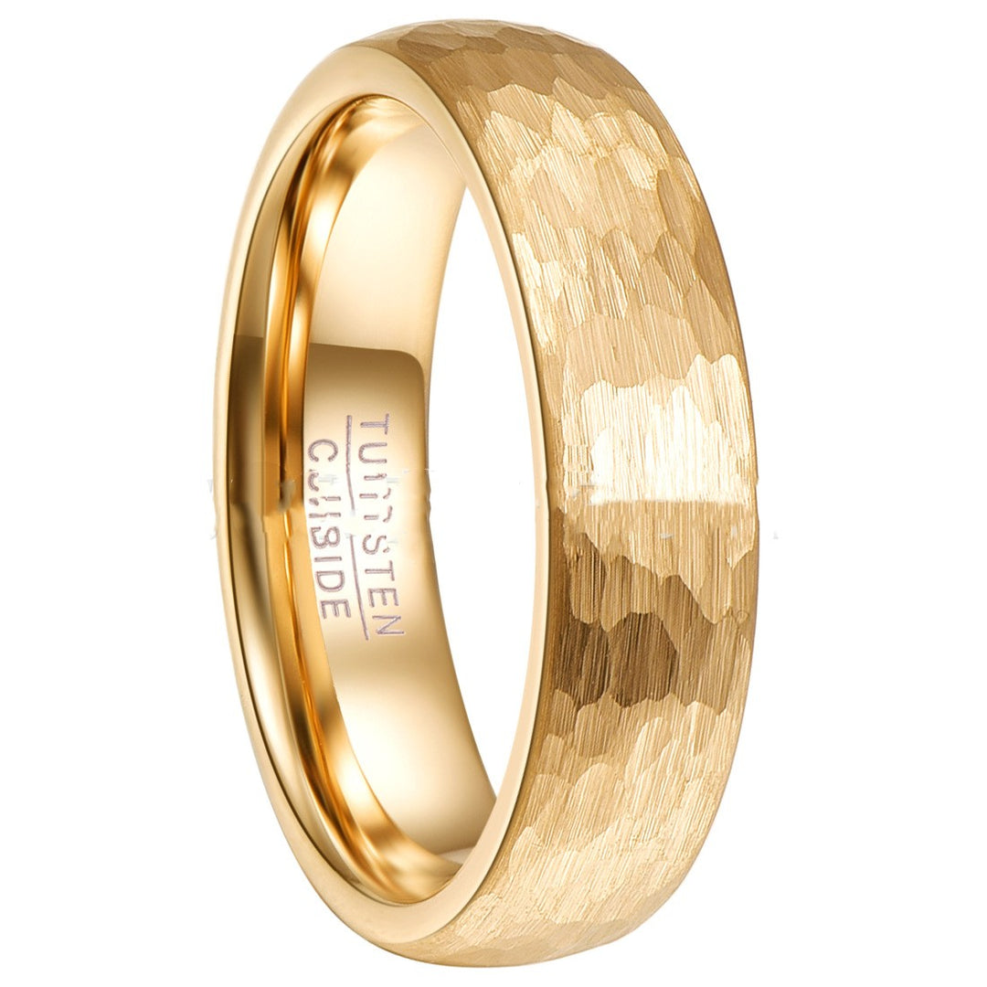 Gold Plated Tungsten Steel Ring 6MM Wide And Thick