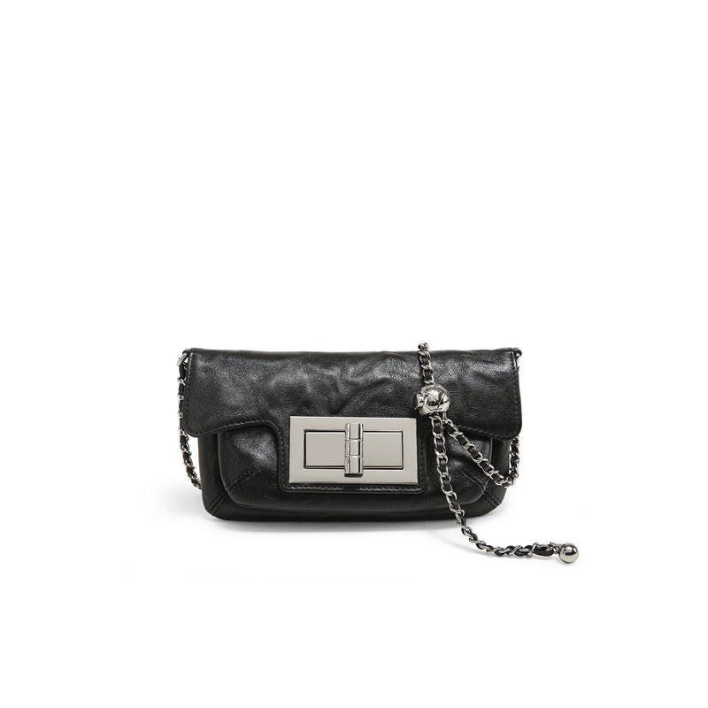 retro leather chain shoulder bag, view 2 - MRSLM