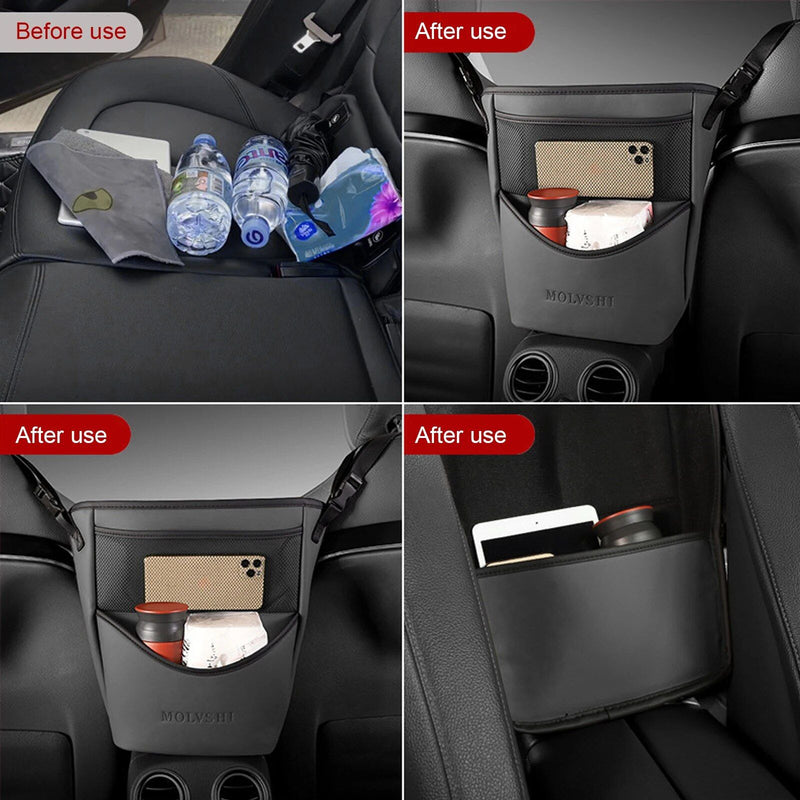 Luxuriöser Autositz-Organizer aus Leder mit Schutzbarriere