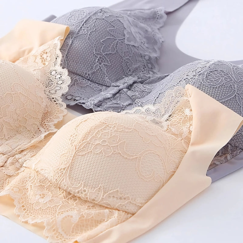 Nahtloser Spitzen-Bralette – Vorderverschluss, ohne Bügel, Größen M–9XL
