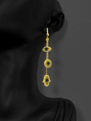 women's long evil eye drop earrings, view 6 - MRSLM