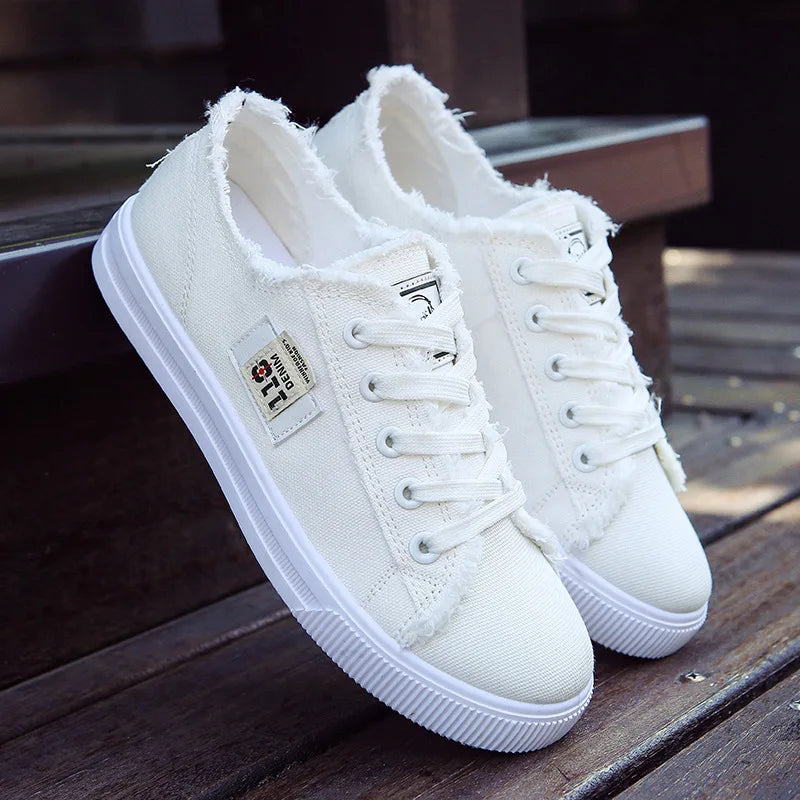 women's canvas flat sneakers, view 6 - MRSLM