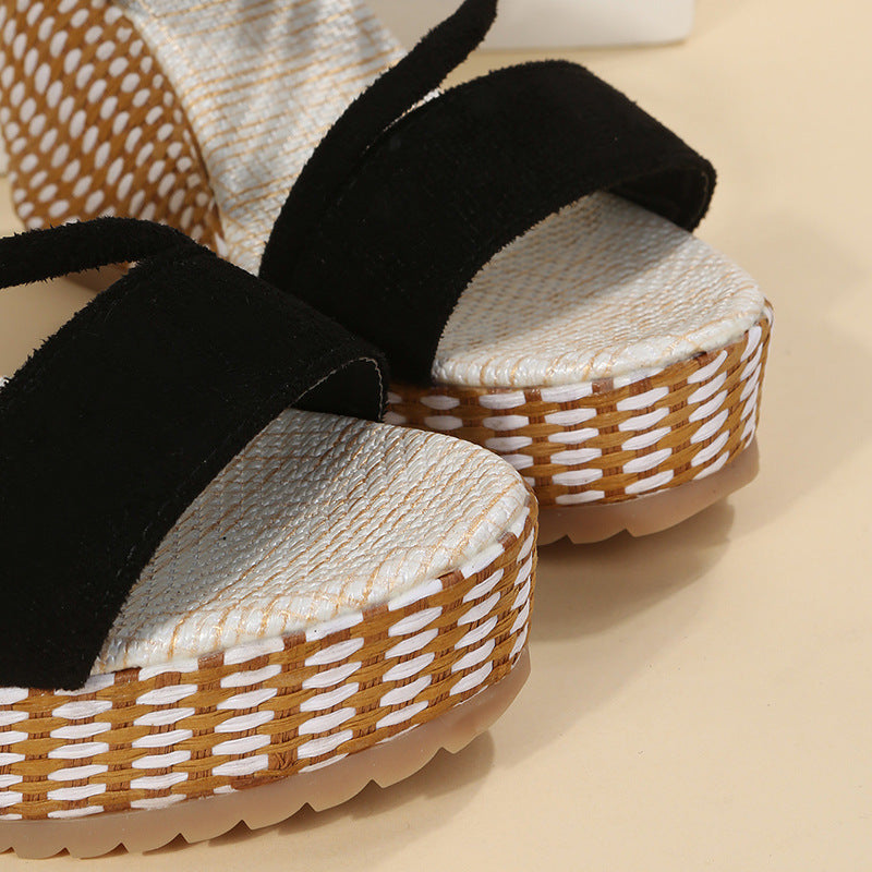 peep toe platform wedge sandals, view 8 - MRSLM