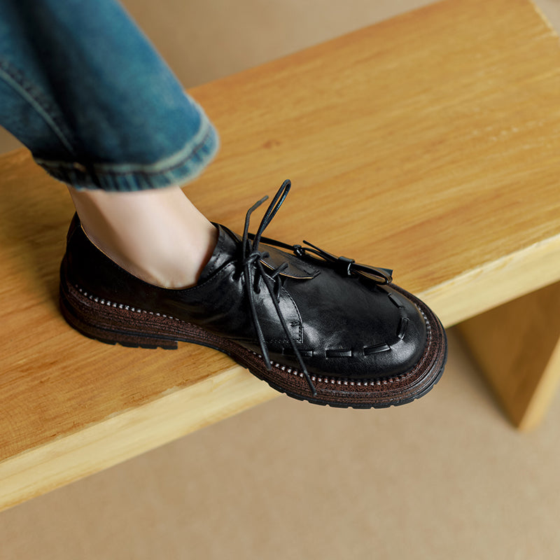 women's leather platform shoes, view 8 - MRSLM