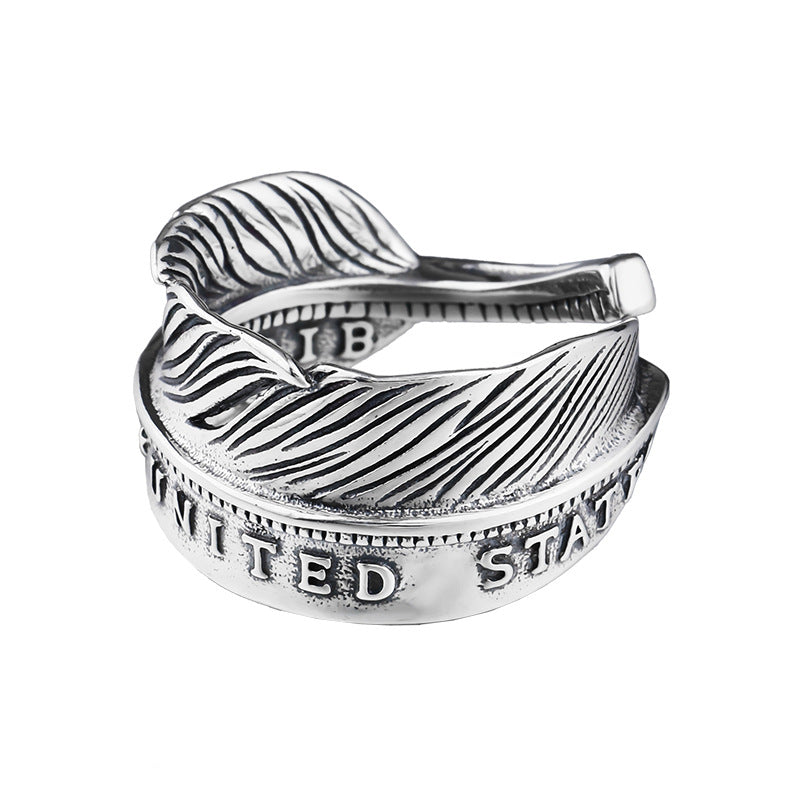 Indian Style Feather Ring S925 Sterling Silver