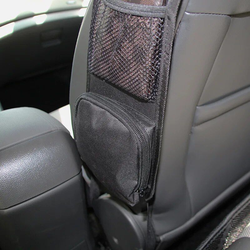 stretchable car seat organizer with drink holder, view 4 - MRSLM