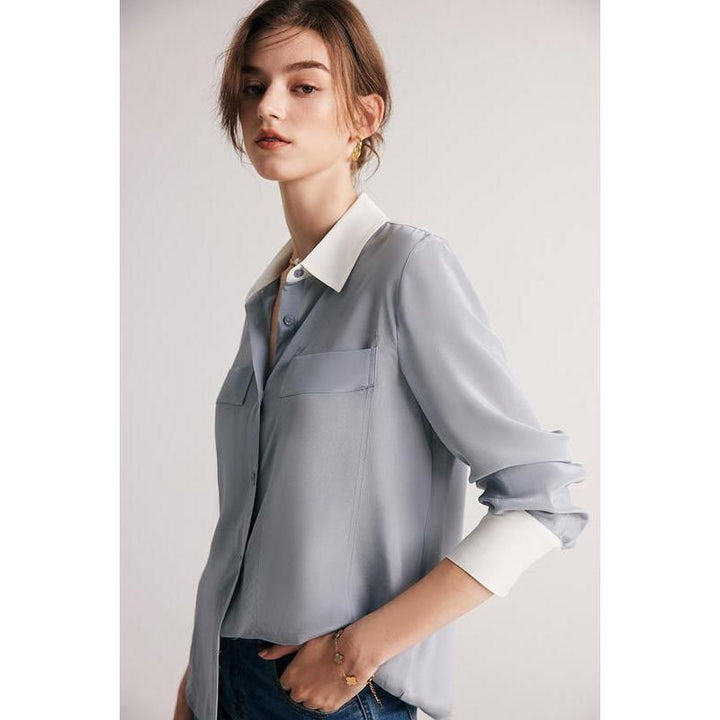 Chic Silk Crepe De Chine Dress Shirt for Women