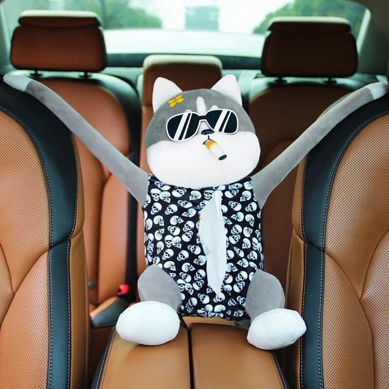 Cute Cartoon Car Tissue Holder - Sun Visor & Armrest Compatible