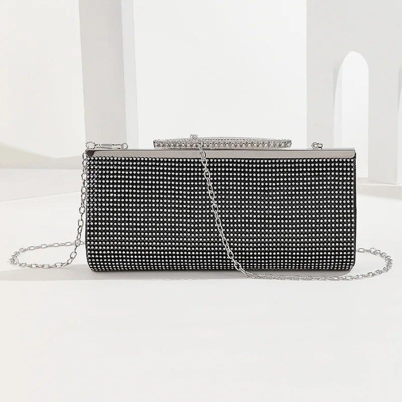 Clutch de noite glamorosa com strass para mulheres