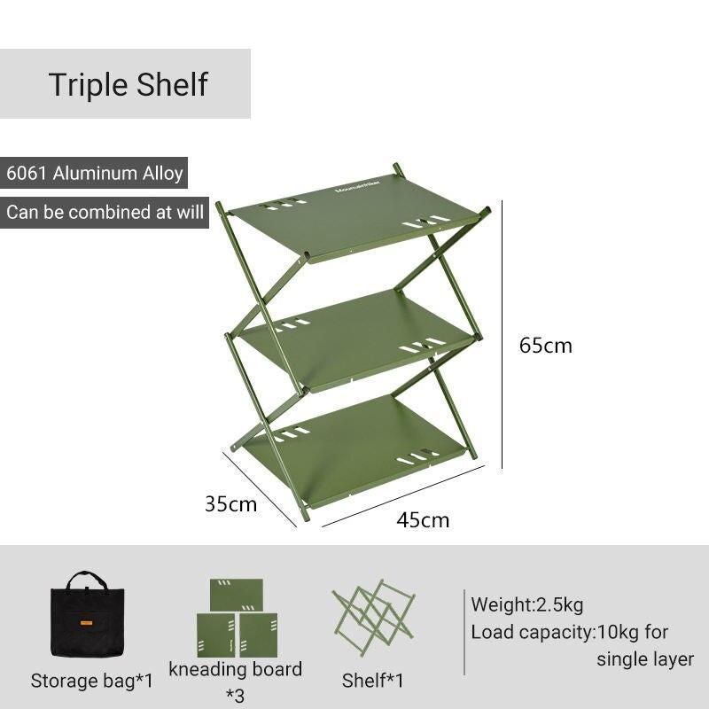 multi-level folding camping shelf, view 5 - MRSLM