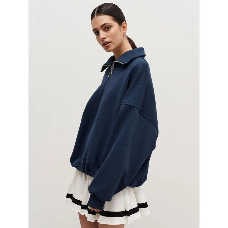 Oversized Damen-Rollkragenpullover mit Fleecefutter