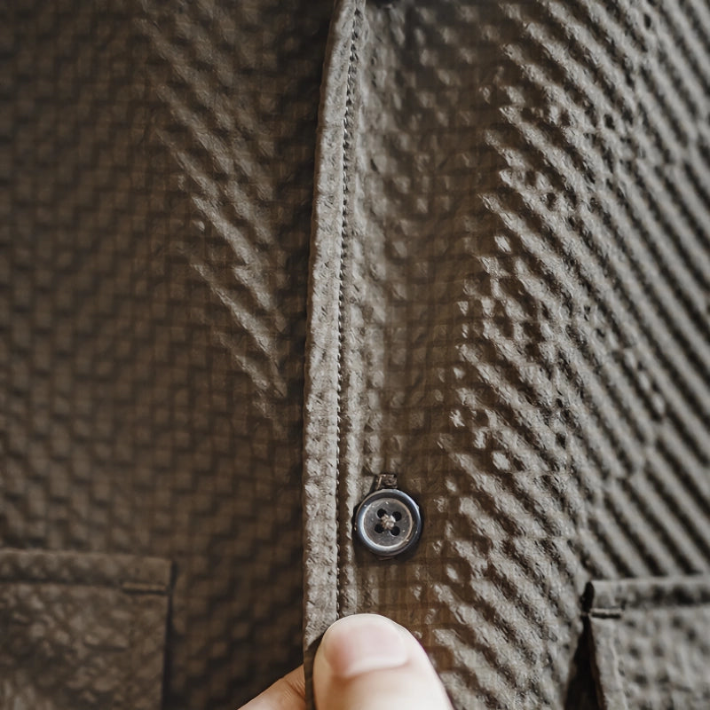cuban collar seersucker shirt, view 9 - MRSLM