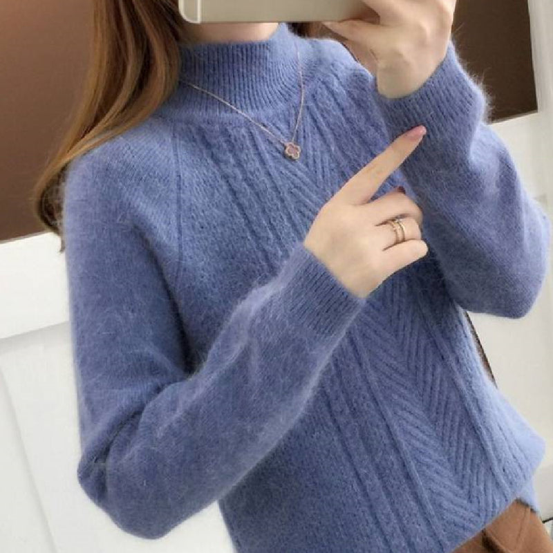 women's plush loose knit sweater, view 4 - MRSLM