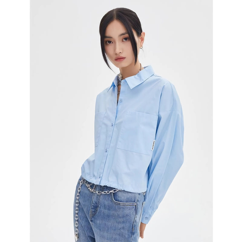 button lapel blouse, view 3 - MRSLM