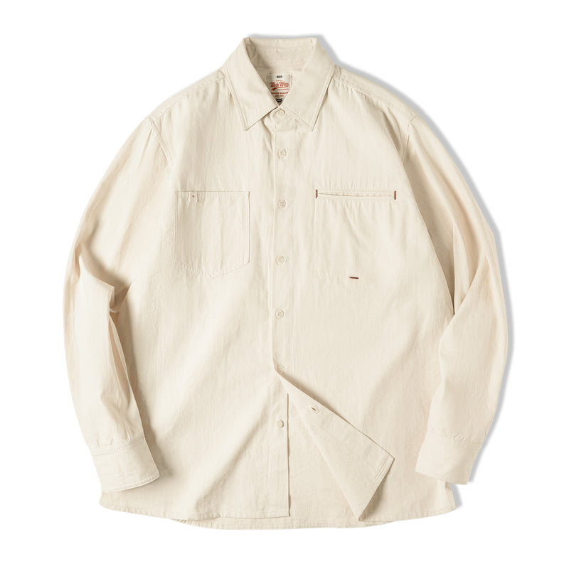 Men's cotton polo collar long sleeve shirt, view 2 - MRSLM