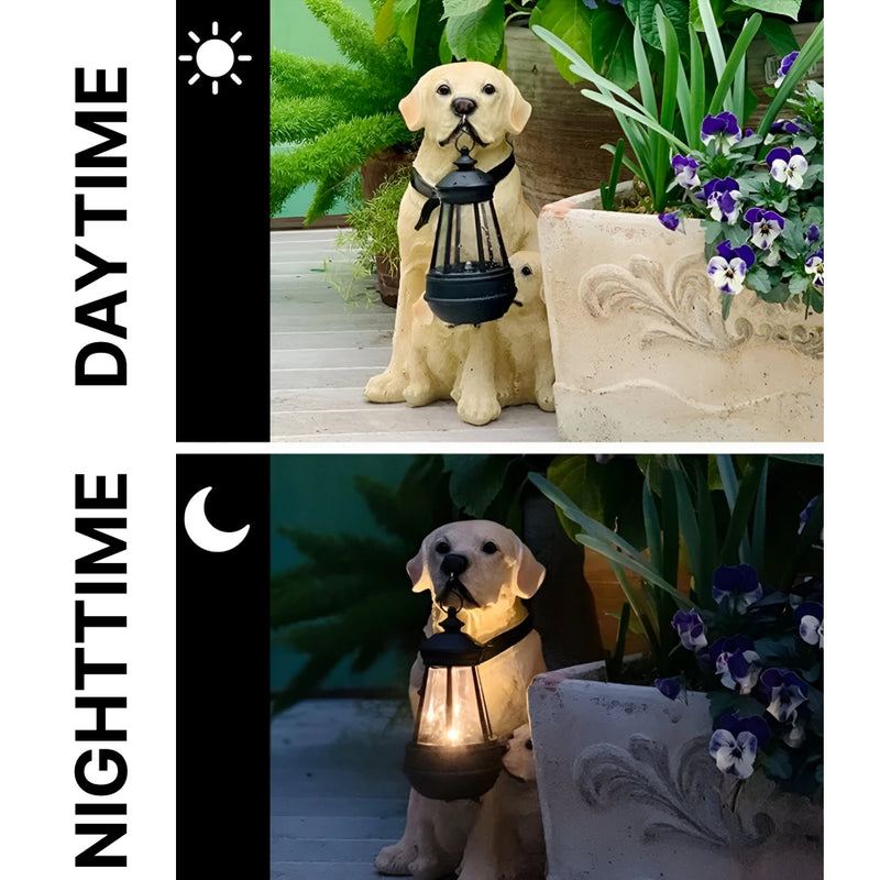 solar labrador dog statue, view 4 - MRSLM