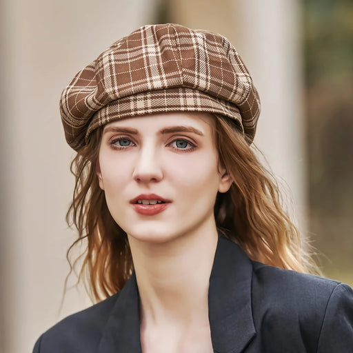 chic plaid winter beret - MRSLM