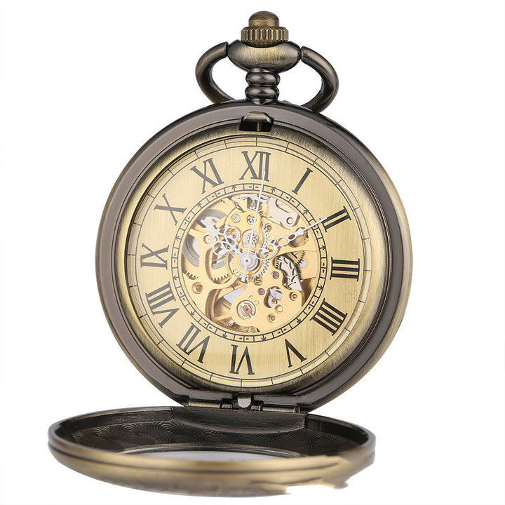 Flip Carved Automatic Engraving Mechanical Pocket Watch