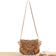 handwoven tassel straw crossbody bag, view 4 - MRSLM