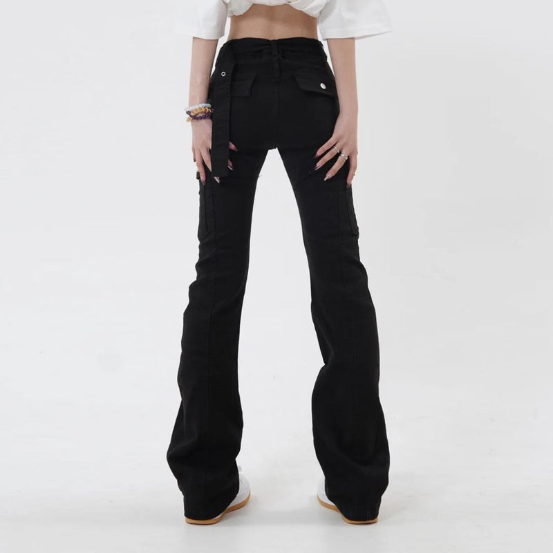 slim black flare pants, view 5 - MRSLM