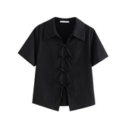 Black chiffon bow top, view 6 - MRSLM