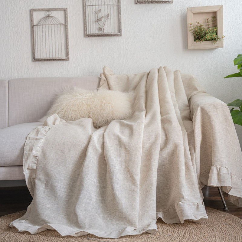 plain ruffled sofa cover, view 2 - MRSLM