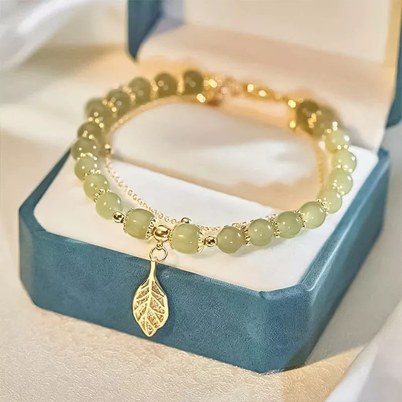 green gold leaf bracelet, view 5 - MRSLM