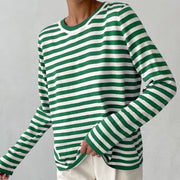 round neck knitted striped sweater, view 6 - MRSLM