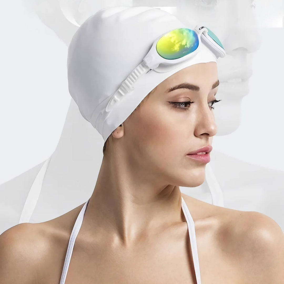 Waterproof Silicone Swim Cap for Long Hair with Ear Protection
