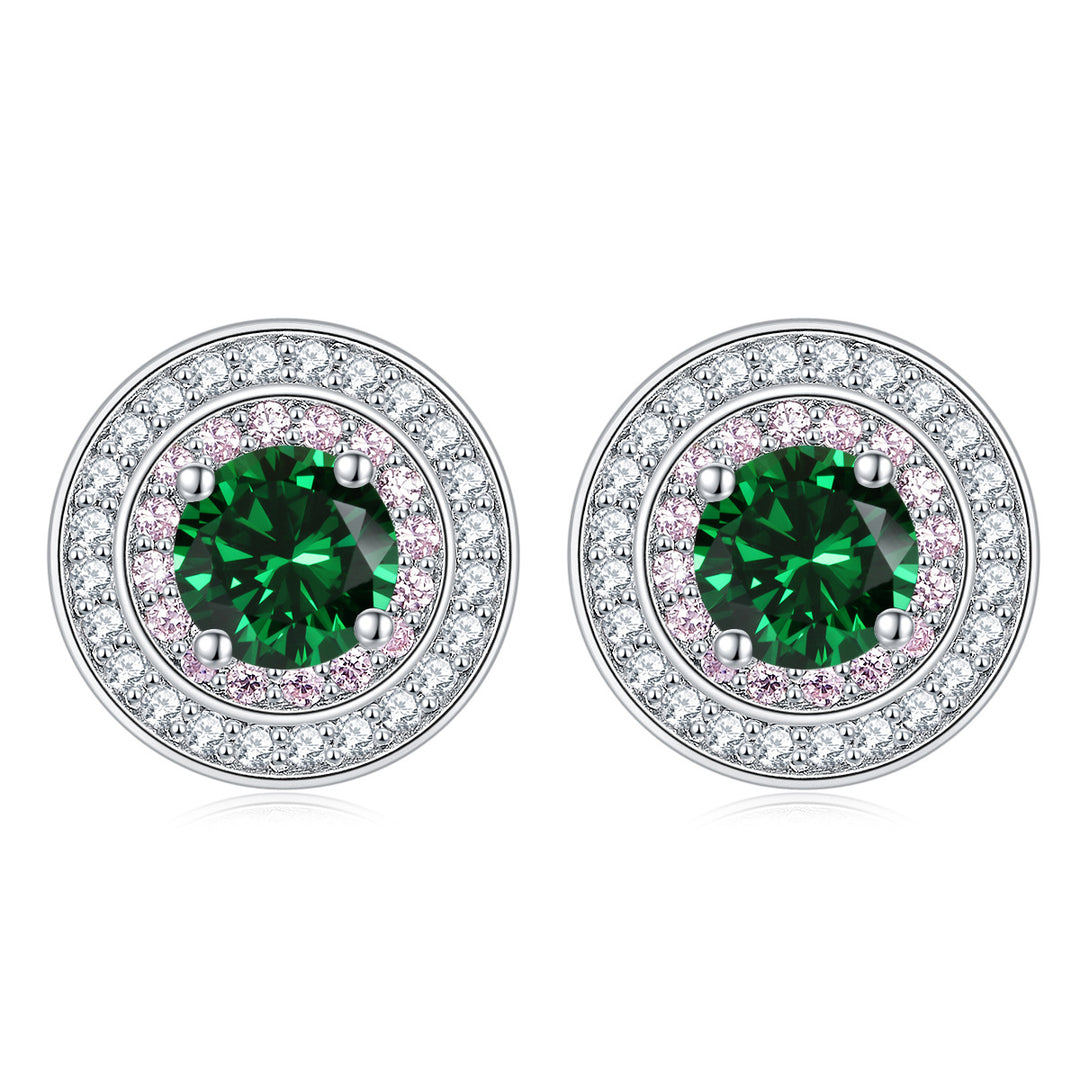 Sterling Silver Round Micro Set Zircon Earrings