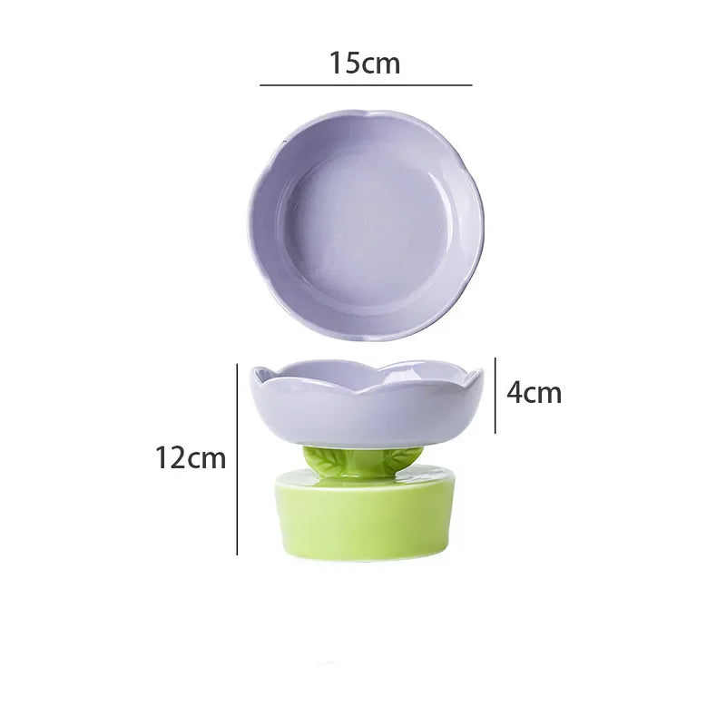 flower-shaped ceramic pet bowl, view 4 - MRSLM
